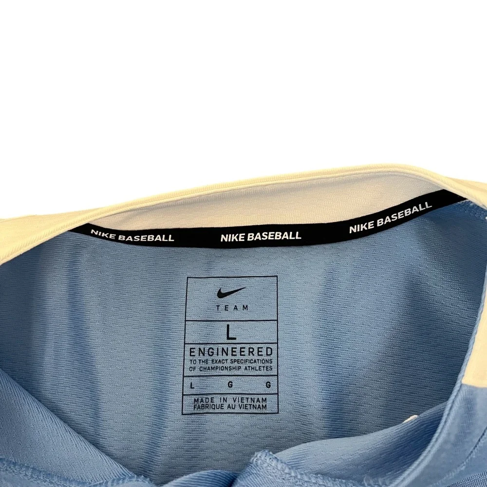 Nike‎ Baseball Jersey Boys Size Large Light Blue White Short Sleeve V Neck